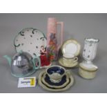 A collection of Royal Worcester Brocade pattern tea wares comprising milk jug, covered sugar bowl,