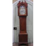 A Georgian mahogany longcase clock, the door with rosewood cross banding, the hood enclosing a