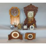 A mixed collection of various vintage mantle and wall clocks to include Metamec examples, a