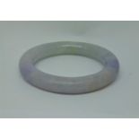 Lavender jadeite bangle, 7cm diameter max