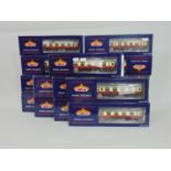 15 Bachmann Branchline boxed coaches all in crimson/ cream livery (15)