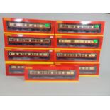 9 Hornby BR Hawksworth coaches in crimson /cream livery, all boxed with original packaging (9)
