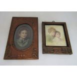 Edith Wickes - Bust length miniature portraits of two children, one in green dress, the other in