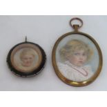 Early 20th century British school - Bust length miniature portrait of a fair haired young girl