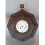 Interesting tin plate French vineyard clock, the two train enamel dial set within relief star shaped