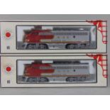 2 HO Santa Fe boxed locomotives by Stewart Hobbies, both stock no 9170, powered,F7A phase 1 late