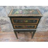 A late 19th century pine chest on stand, the chest of two drawers, raised on an open framework of