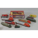 Collection of North American diesel locomotives including boxed Lima 209600, unboxed Santa Fe