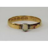 Victorian 22ct opal ring, size Q, 1.5g