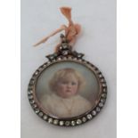 Late 19th/early 20th century school - bust length miniature portrait of a fair haired, blue eyed