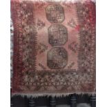Two Bokhara rugs both on a washed red ground, 160 x 150cm and 110 x 80cm respectively (2)