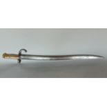 19th century steel and brass bayonet sword, with various numbered inscriptions to the hilt, 70cm