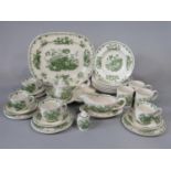A collection of Masons Ironstone Fruit Basket pattern wares in the green colourway, comprising an