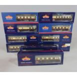 10 Bachmann Branchline boxed coaches, all BR Mk 1 in chocoloate/cream livery including restaurant