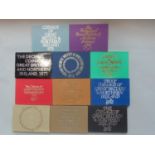 Eleven cased proof coin sets, 50 pence and smaller - 1971-1982 (lacks 1977)