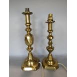 Two similar cast brass table lamps, the largest 40cm high