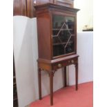 19th century mahogany cabinet on stand, the cupboard with astragal glazed panelled door over a