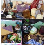 Two boxes containing a collection of interesting items comprising costume jewellery, cloisonne pots,