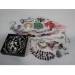 Collection of costume jewellery to include a Mackintosh style silver brooch, 935 silver ring, pair