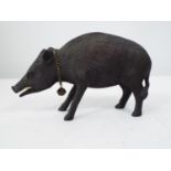 Oriental carved timber figure of a wild boar, 22 cm in length