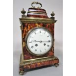 Good quality 19th century French tortoiseshell small bracket clock, the case with ormolu banding and