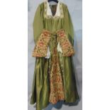 Historical Side Saddle costume; detailed reproduction of Catherine of Aragon's dress in olive