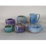 A collection of four pieces of Clapham Pottery studio pottery wares including a two handled vase
