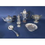 A box containing a mixed quantity of silver plated items to include an interesting silver plated