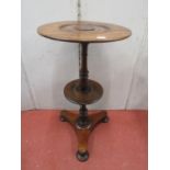 19th century occasional table, the circular top raised on a turned pillar and tricorn base