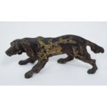 Good cold painted bronze figure in the form of a hound, 13 cm in length
