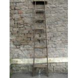 A vintage stained pine step ladder (sold for display purposes only)