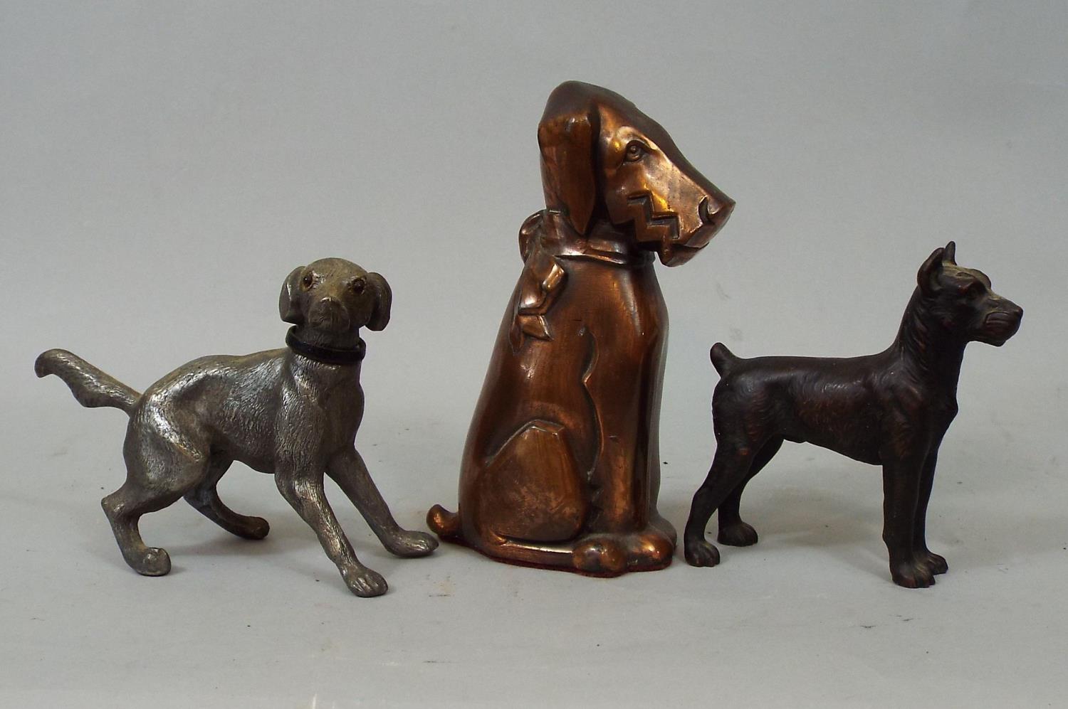 Nine metal figures of dogs including Dachshund, Terriers, Labrador, Greyhound, etc, 18 cm and - Image 4 of 4