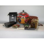 A mixed lot comprising various cloisonne ware together with a vintage Brownie camera and further box