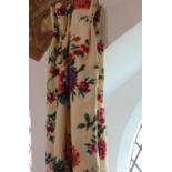 1 pair good quality curtains in floral print with triple pleat heading and blanket lining. Length