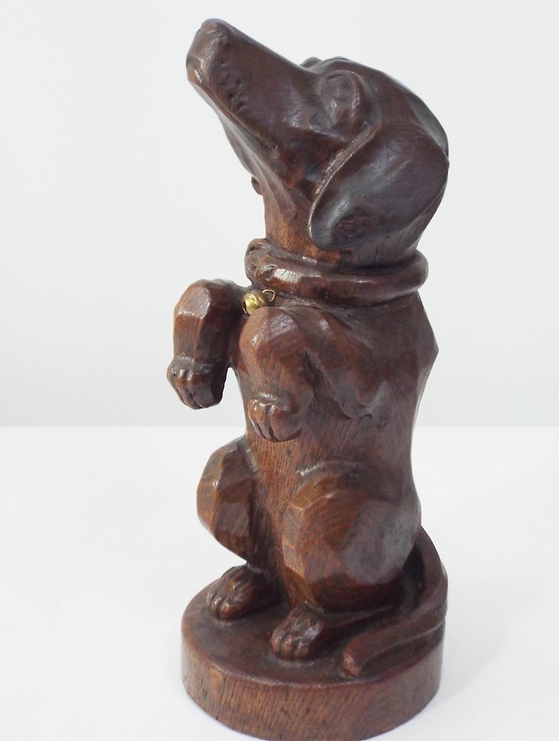 A late 19th century carved oak figure of a Dachshund in begging pose, 31cm high - Image 2 of 2