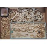 Collection of cultured / faux pearl necklaces to include several examples with 9ct clasps, an