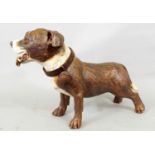 A studio pottery figure of a Staffordshire Bull Terrier by Joanna Cooke, 22cm high