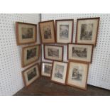 A set of eleven mid-20th century monochrome etchings of Gloucestershire topographical subjects