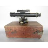 Cased TR Watts & Sons of London lacquered theodolite no 10603, the box 29.5cm wide