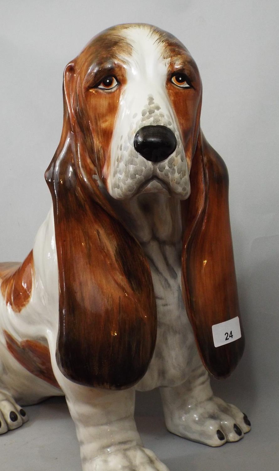Pottery figure of a basset hound, 43 cm in height - Image 2 of 2