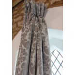 1 pair extra long good quality heavyweight curtains in pale grey/ silver with double pleat heading
