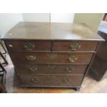 An 18th century oak Countrymade chest of three long and two short drawers, on short bracket