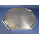 Good quality 1920s Britannia silver engine turned presentation tray with inscription 'Presented to
