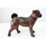 Pottery figure of a Bulldog in standing pose with naturalistic painted finish, 19cm high