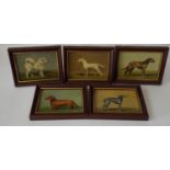 Benson (20th century school) - Set of five miniature portraits of dogs including a Dachshund, a