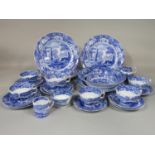 A collection of Copeland Spode Italian pattern blue and white printed wares comprising a circular