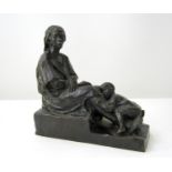 After Alfredo Pina 1883-1969. A bronze study of an African woman and child cast by Susse Freres.