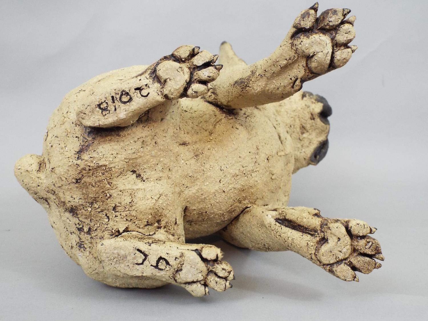 Studio Pottery figure of a seated French Bulldog by Joanne Cooke, 33 cm in high - Image 3 of 3
