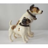 A Winstanley Pottery model of a seated mother terrier together with a puppy, 31cm max