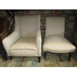 A Victorian nursing chair with diamond lattice patterned upholstered seat and back on a cream ground